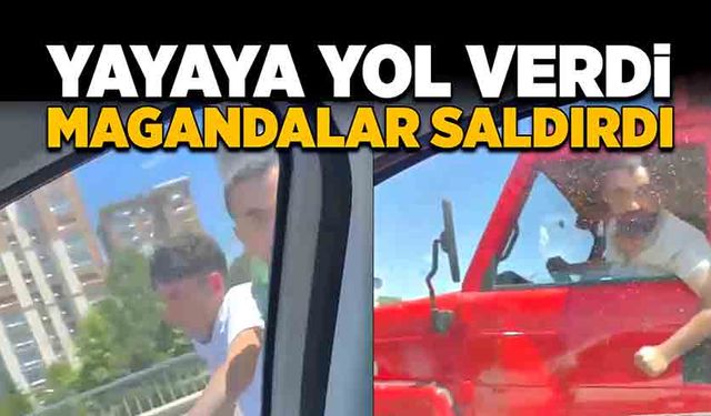 Yayaya yol verdi, trafik magandaları saldırdı!