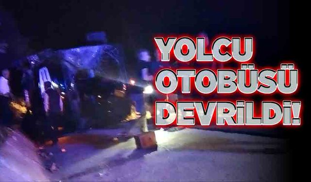 Yolcu otobüsü devrildi! 9 yaralı!