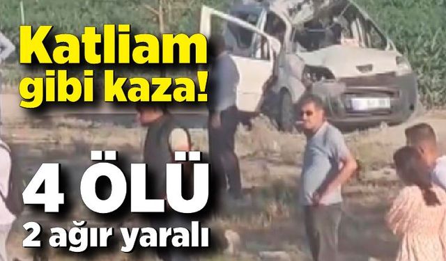 Katliam gibi kaza! Ticari araca çarpıp takla attı