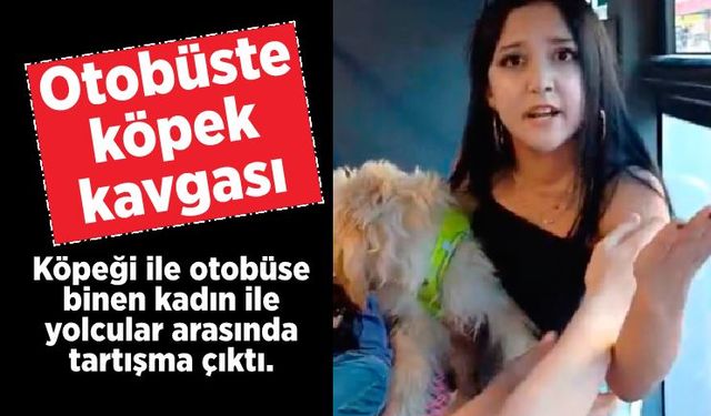 Köpekle otobüse bindi, tepki gösteren yolcularla tartıştı