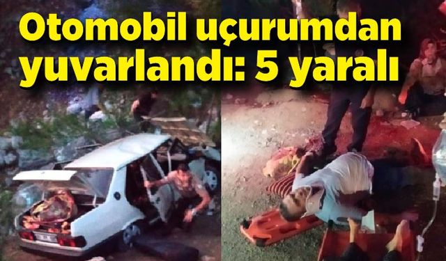 Otomobil uçurumdan yuvarlandı: 5 yaralı