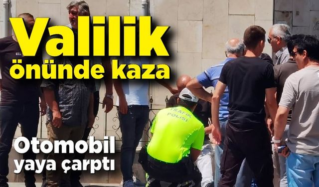 Zonguldak Valiliği önünde kaza! Otomobil yayaya çarptı