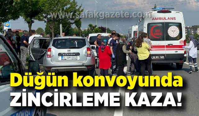 Düğün konvoyunda zincirleme kaza: 5 araç birbirine girdi