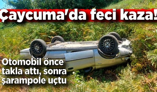 Çaycuma'da feci kaza! Saltukova-Bartın yolunda otomobil takla attı