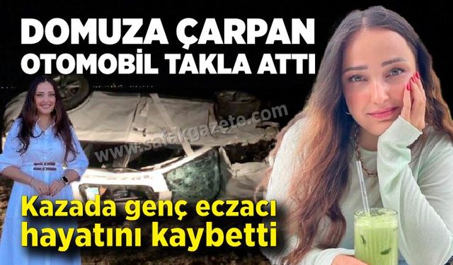 Domuza çarpan otomobil takla attı: Genç eczacı hayatını kaybetti