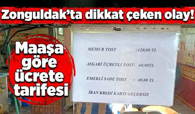 Zonguldak’ta maaşa göre ücrete tarifesi