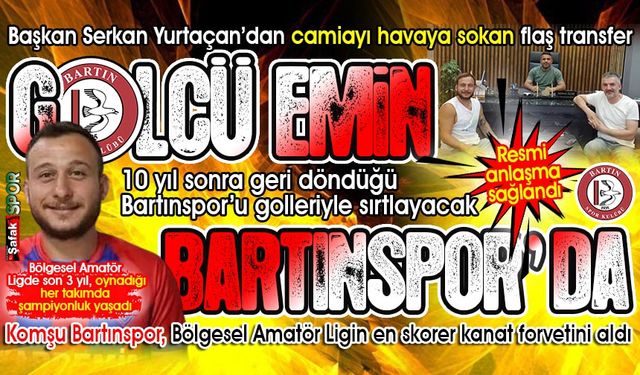 3. Ligi hedef koyan Bartınspor, Zonguldaklı kanat forvet Emin Akyıldız’ı kadrosuna kattı