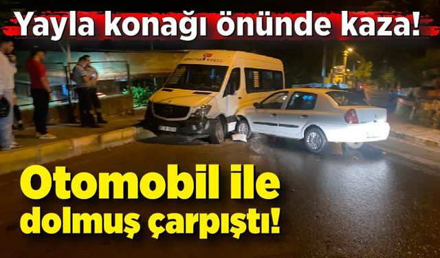 Kaygan yol kaza getirdi: Otomobil ile dolmuş çarpıştı!