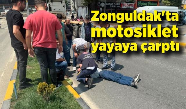 Zonguldak'ta motosiklet yayaya çarptı