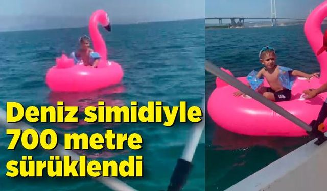 Deniz simidiyle açıklara sürüklenen çocuk kurtarıldı