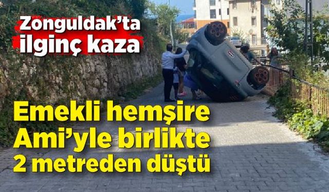 Emekli hemşire Ami’yle birlikte 2 metreden düştü