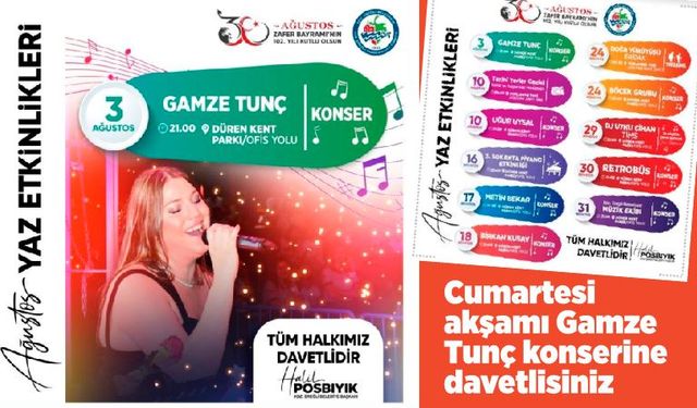 Cumartesi akşamı Gamze Tunç konserine davetlisiniz