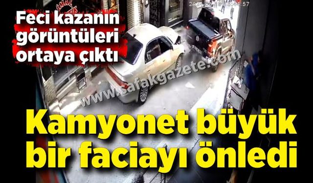 Zonguldak'ta feci kazanın görüntüleri ortaya çıktı; Kamyonet büyük bir faciayı önledi