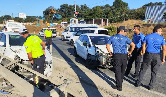 Makas atan kamyon kazaya sebep oldu: 2 yaralı