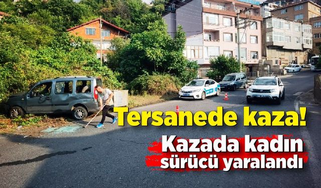 Tersanede kaza araç yan yattı; Kadın sürücü yaralandı