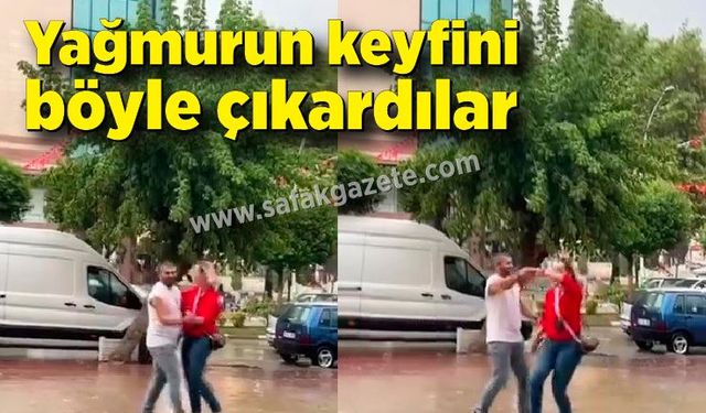 Yağmurun keyfini böyle çıkardılar