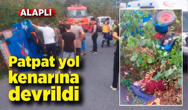 Patpat aracı yol kenarına devrildi