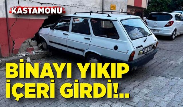 Kontrolden çıkan otomobil binaya daldı: 1 yaralı