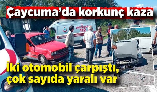 Çaycuma’da korkunç kaza: İki otomobil çarpıştı, çok sayıda yaralı var