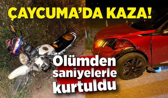 Çaycuma'da feci kaza; Ölümden saniyelerle kurtuldu