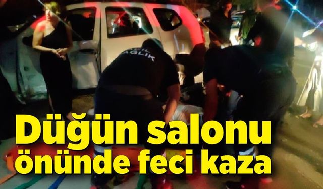 Düğün salonuna dönüş yapan araca motosiklet çarptı