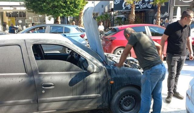 Düzce'de seyir halindeki araçta yangın