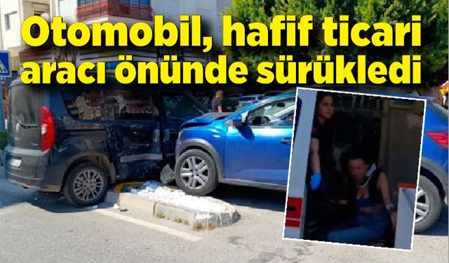 Otomobil, hafif ticari aracı önünde sürükledi: 3 yaralı