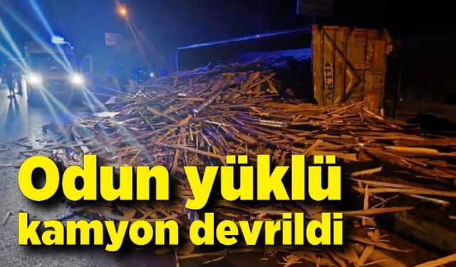 Karadeniz Ereğli'de odun yüklü kamyon devrildi:1 yaralı