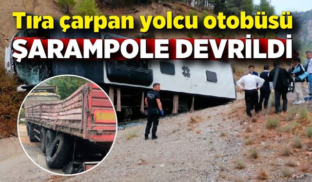 Yolcu otobüsü şarampole devrildi