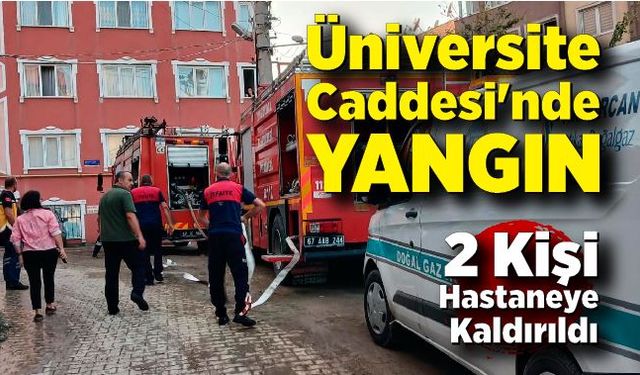 Üniversite Caddesi'nde Çatı Yangını: 2 Kişi Hastaneye Kaldırıldı