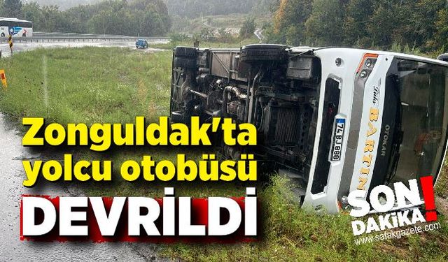 Zonguldak'ta yolcu otobüsü devrildi