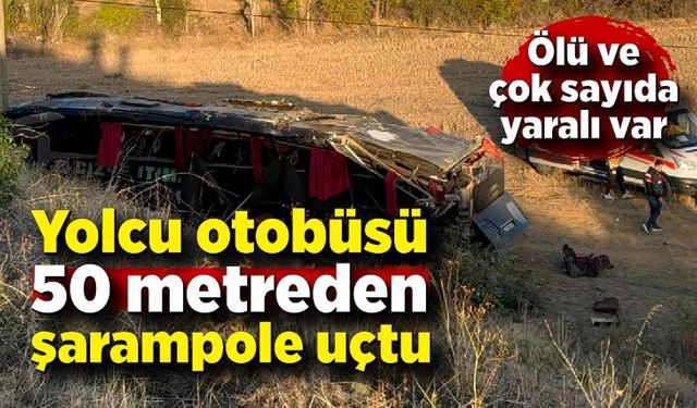 Yolcu otobüsü 50 metreden şarampole uçtu