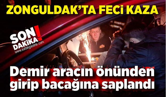 Feci kaza! Otomobili delerek içeri giren demir, bacağına saplandı