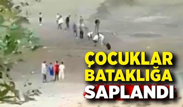 Bataklığa saplanan çocukları vatandaşlar kurtardı