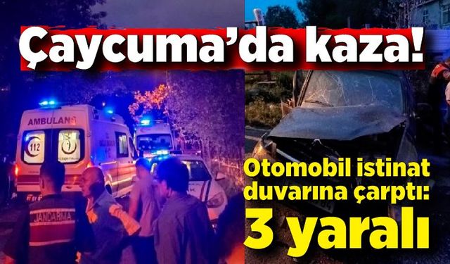 Otomobil istinat duvarına çarptı: 3 yaralı