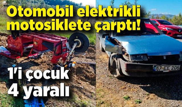 Zonguldak'ta otomobil elektrikli motosiklete çarptı; 1'i çocuk 4 yaralı