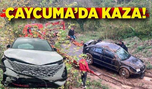 Çaycuma'da korkunç kaza! Kavşakta çarpıştılar