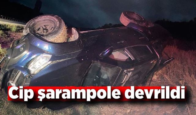 Kontrolden çıkan cip şarampole devrildi: 1 yaralı