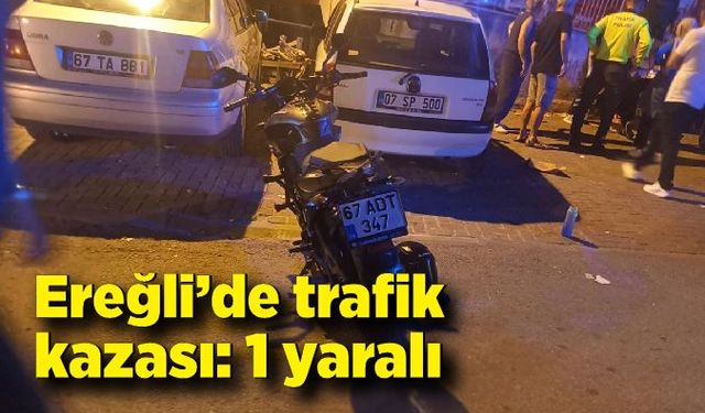 Ereğli’de motosiklet ile otomobil çarpıştı