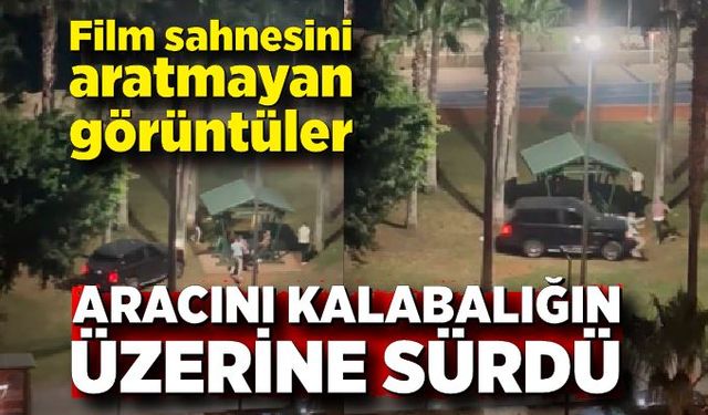 Film sahnesini aratmayan görüntüler: Aracını kalabalığın üzerine sürdü