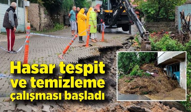 Yağış sonrası ekiplerin hasar tespit ve temizleme çalışması sürüyor