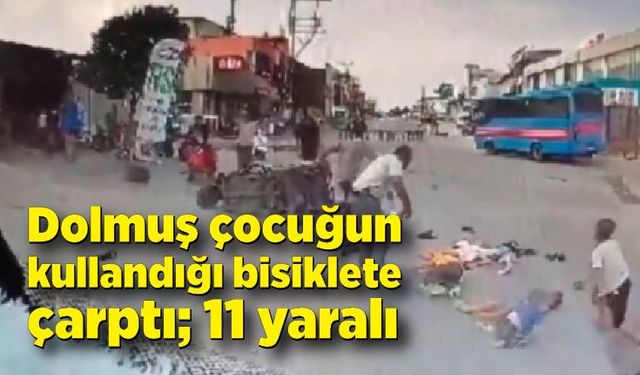 10 yaşındaki çocuğun kullandığı elektrikli bisiklete dolmuş çarptı; 11 yaralı