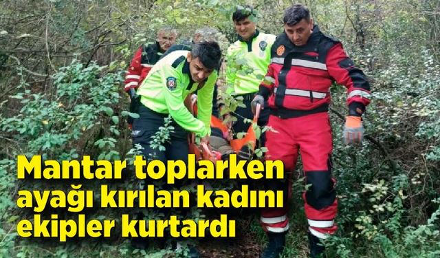 Mantar toplarken ayağı kırılan kadını ekipler kurtardı