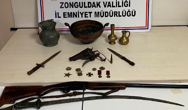 Zonguldak'ta tarihi eser operasyonu; Evini müzeye çevirmiş