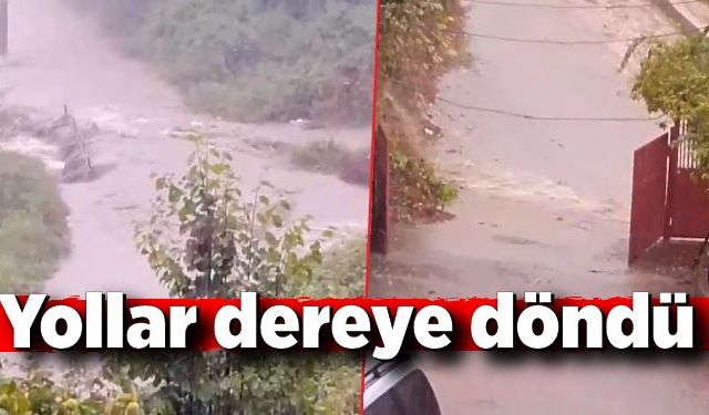 Yollar taştı vatandaşlar mahsur kaldı