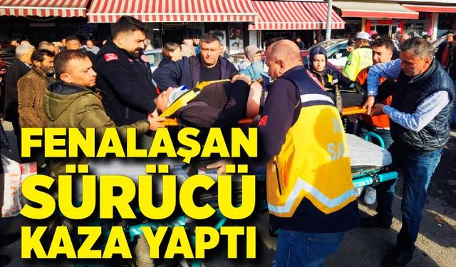 Zonguldak'ta fenalaşan sürücü kaza yaptı