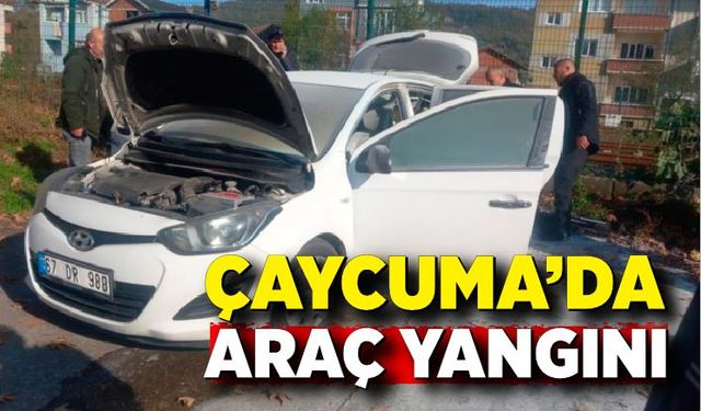 Çaycuma'da korkutan araç yangını