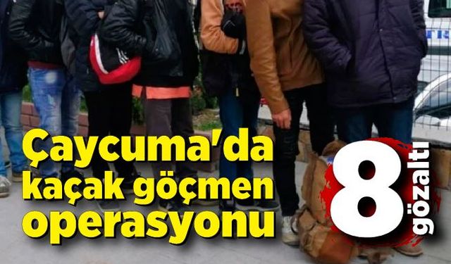 Çaycuma'da kaçak göçmen operasyonu; 8 gözaltı