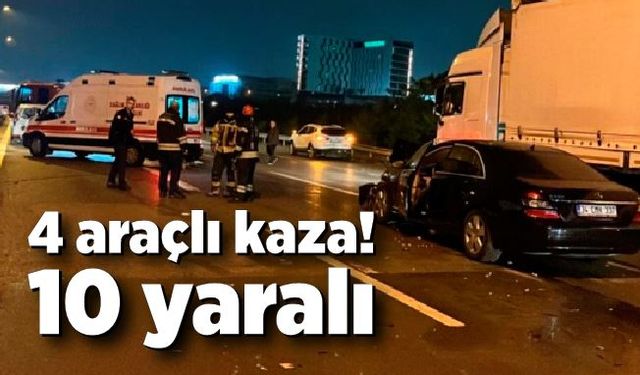 Otobanda 4 araçlı zincirleme kaza: 10 yaralı