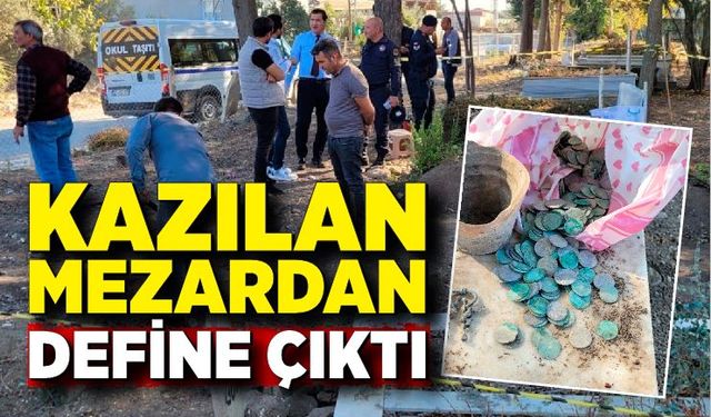 Kazılan mezarda bulunan küpten 500'den fazla sikke çıktı